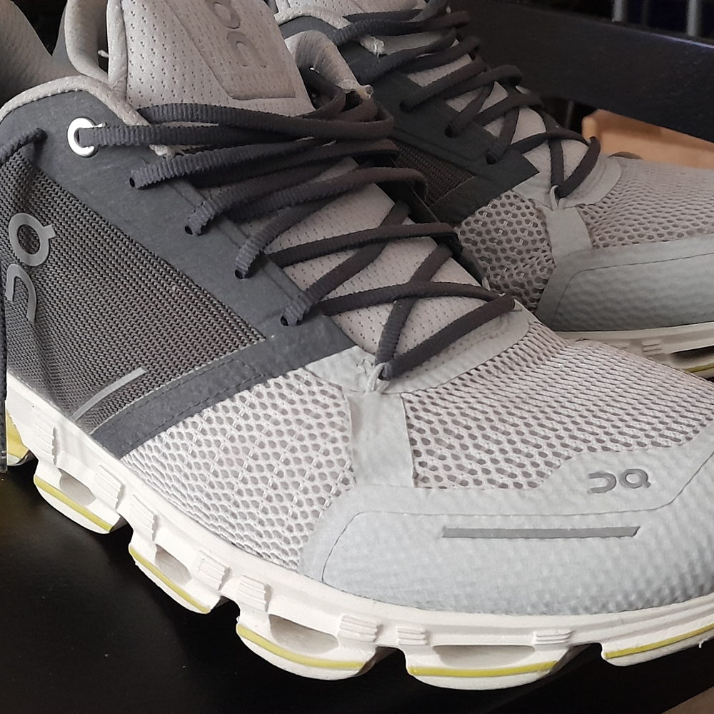 On Running Gray and White Sneakers